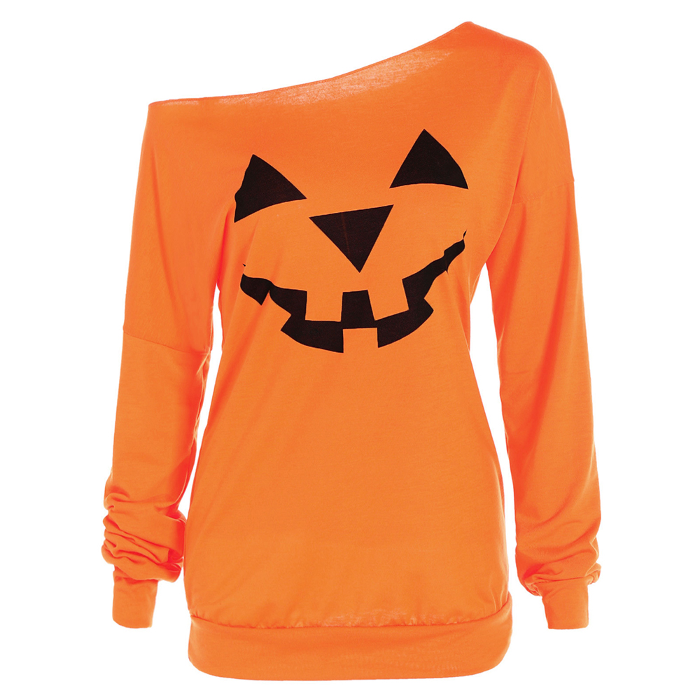 Halloween Grimace Bright Long Sleeve Casual Loose T-Shirt