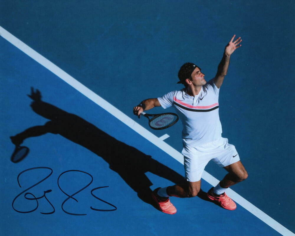 ROGER FEDERER SIGNED AUTOGRAPH 8X10 Photo Poster painting - TENNIS GRAND SLAM CHAMPION BALL RARE