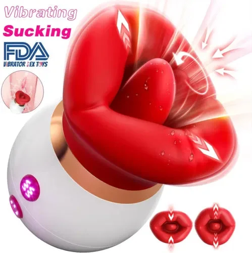 Clit Licking Tongue Sucking Vibrator G-spot Dildo Massager Sex Toys for  Women