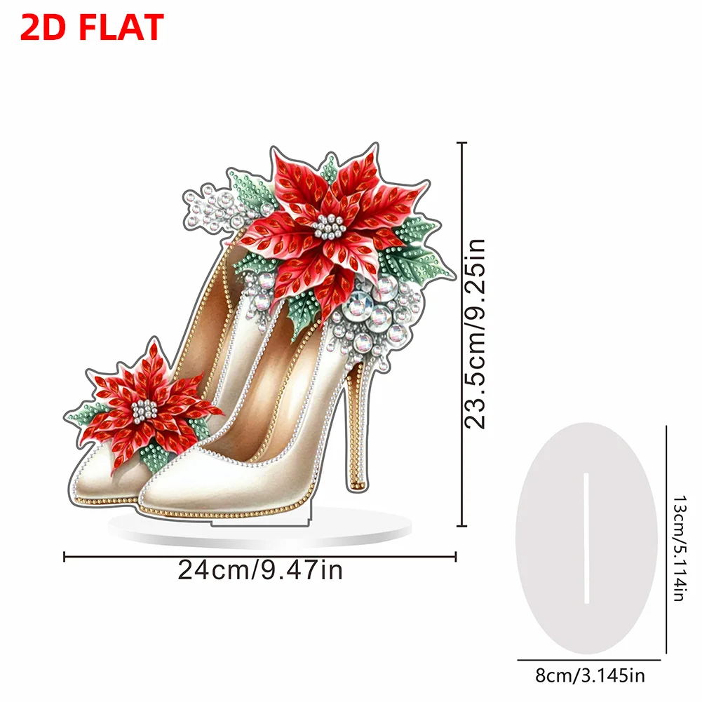 2D Flat Xmas High Heels DIY Acrylic Desktop Diamond Art Kits for Adults Beginner