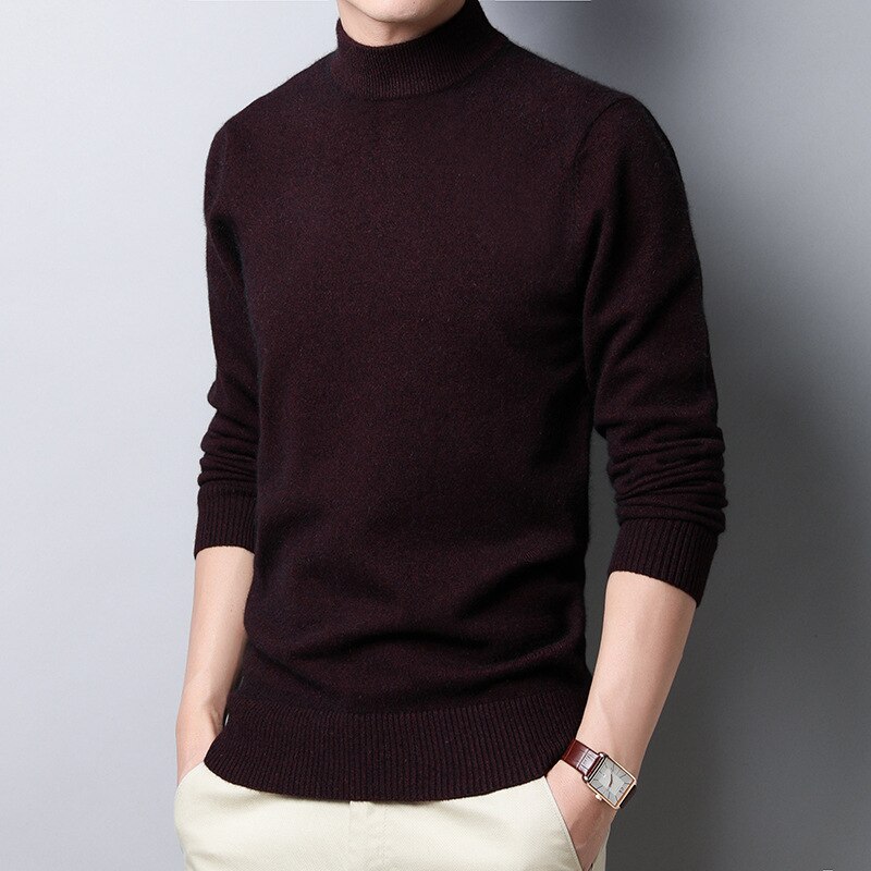 Gptsolvy men fall wear 2025 Sweater Warm Men's Half Turtleneck Solid Color Pullover Fashion Thickening  Middle-aged  Long-sleeved Top pullover