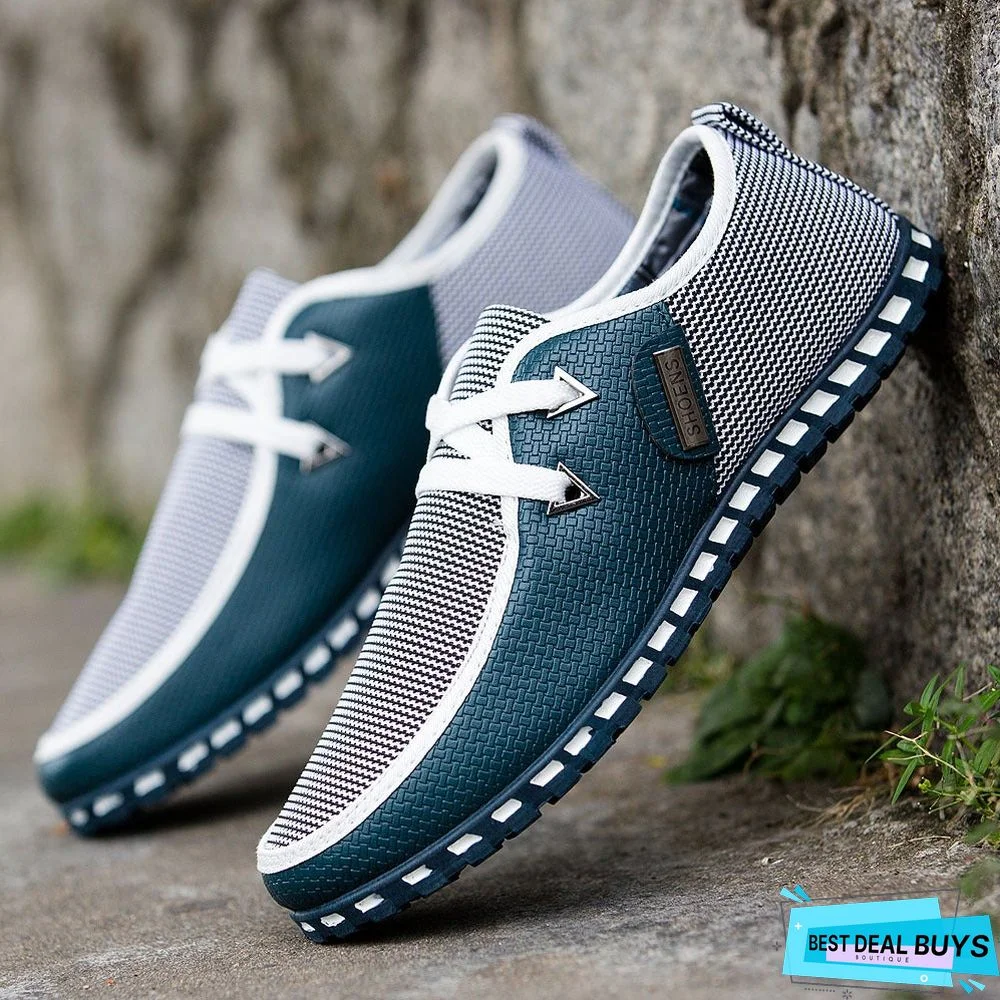 Men's Comfort Shoes Light Soles Spring / Fall Casual / British Daily Outdoor Loafers & Slip-Ons Walking Shoes Pu Breathable Wear Proof Green / Blue / White Color Block