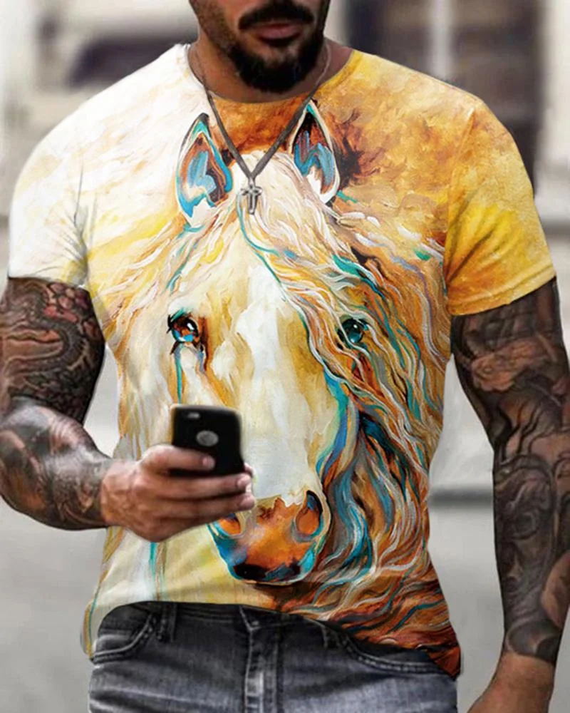 Men Print Casual T-shirts-38