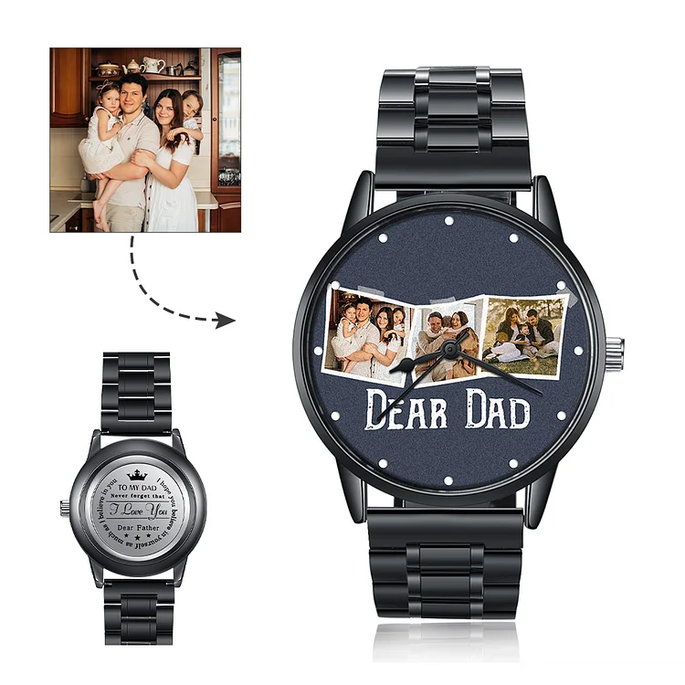 Personalized Photo Watch Custom 3 Photos Mechanical Watch Gifts for Him