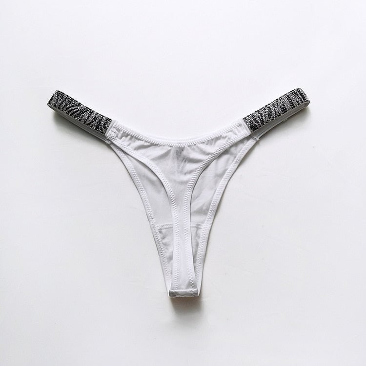 European Style Sexy Thong New Fashion Diamond T-Pants Low Waist Seamless Comfortable Briefs Sexy Zebra G-String Female Lingerie