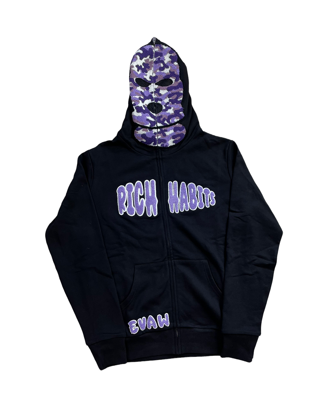 Purple Ski Mask Full Zip Up Hoodie