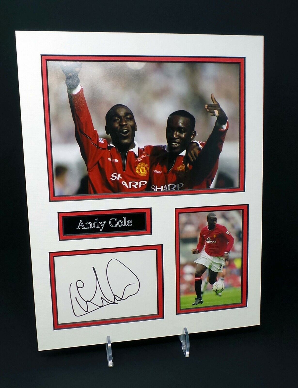 Andy COLE Signed Mounted Photo Poster painting Display AFTAL RD COA Manchester United Man Utd