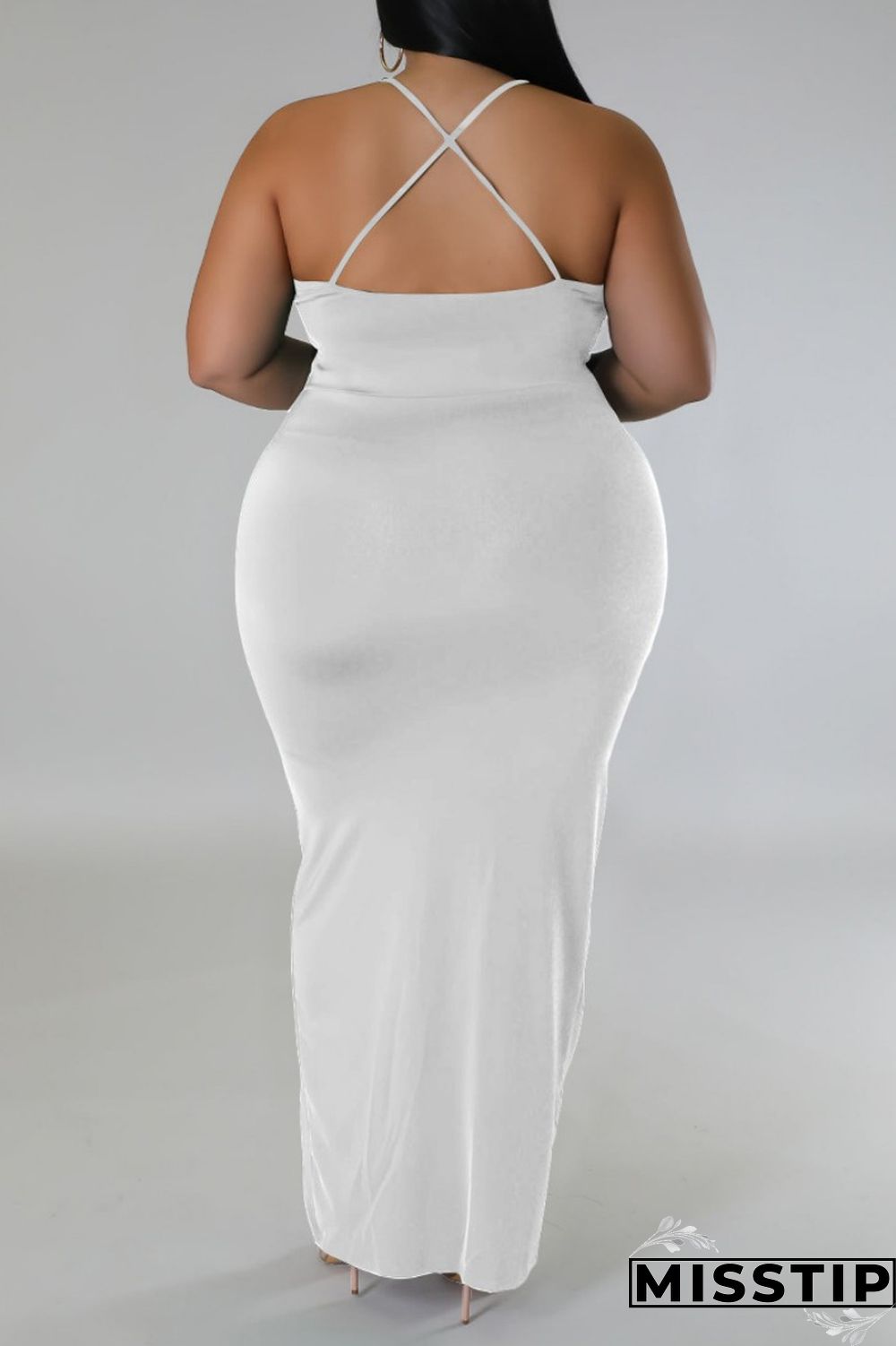 Purple Sexy Solid Patchwork Backless V Neck Sling Dress Plus Size Dresses