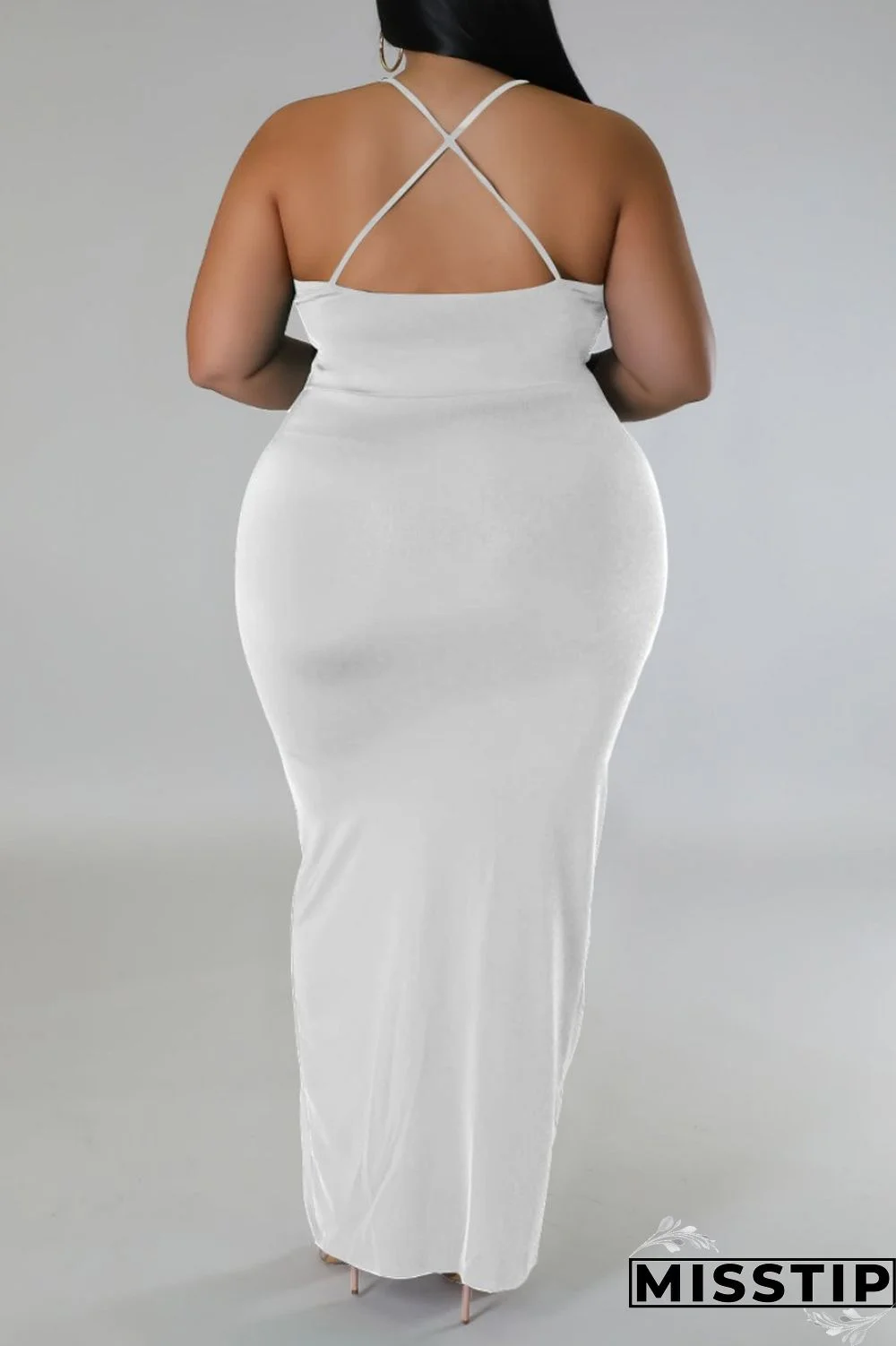 Purple Sexy Solid Patchwork Backless V Neck Sling Dress Plus Size Dresses