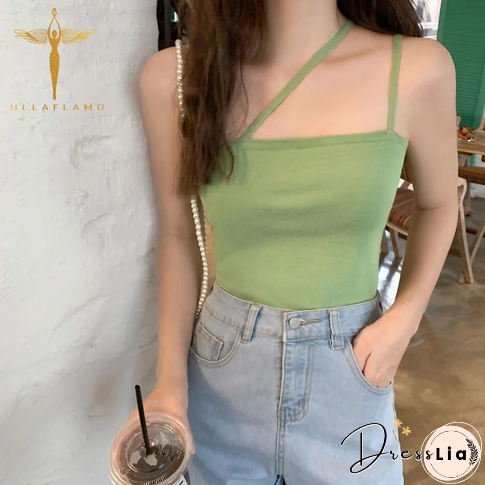 Summer Camisole Women's Double Strap Tank Vest Tops Skinny Elastic Orange Crop Tanks Summer Bottom Green Camis Top Vest Femme
