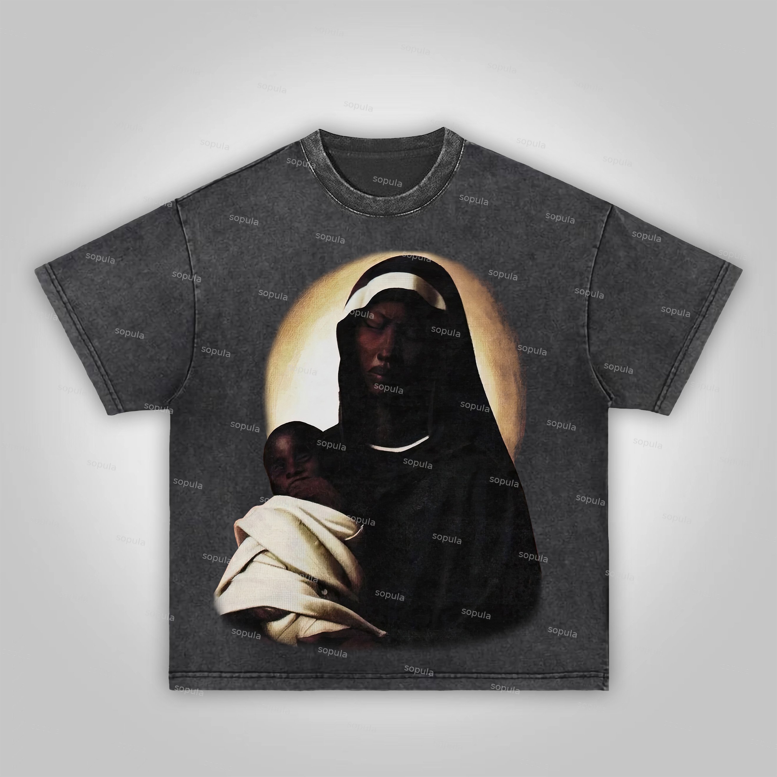 Sopula Story Of The Saint Vintage Graphics Acid Washed T-Shirt - SOPULA