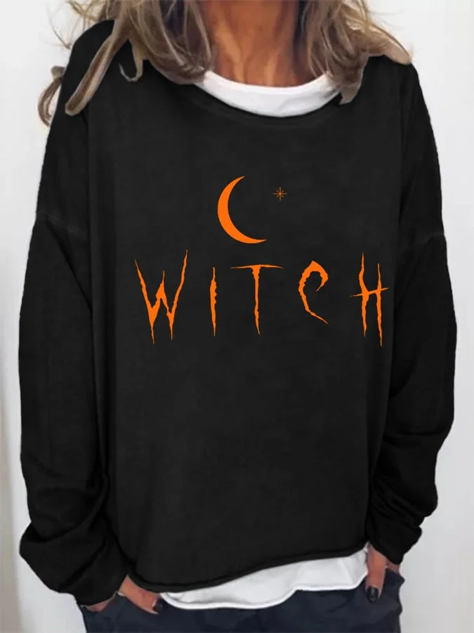 Women's WITCH Print Casual Sweatshirt