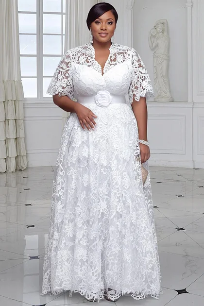 Xpluswear Design Plus Size White Formal Off The Shoulder Mesh Midi