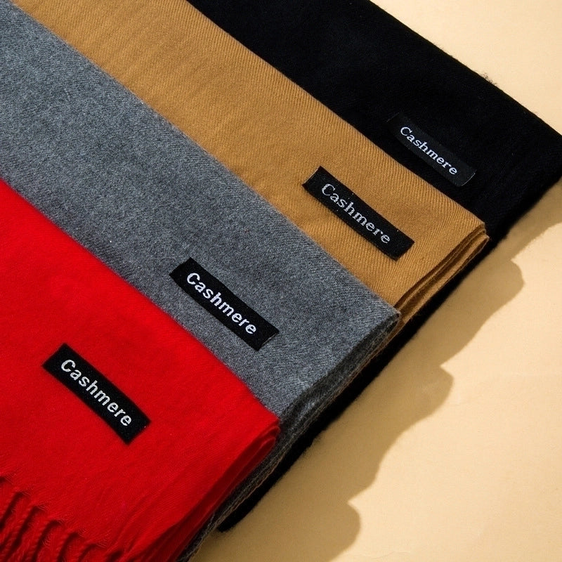 New Cashmere Scarf Female Korean Autumn And Winter New Solid Color Tassel Shawl Thick Warm Scarf