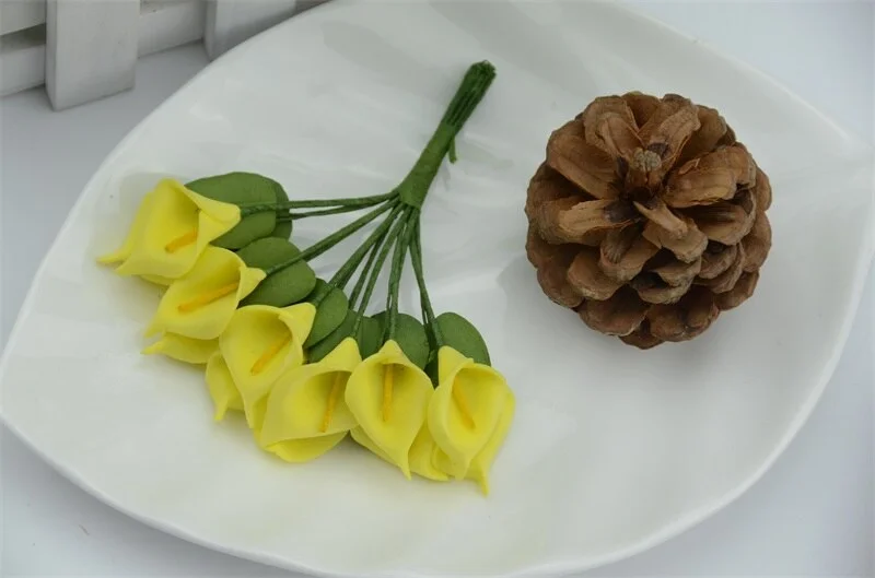 24pcs Real touch PE  Mini Calla lily artificial flowers Heads wedding decoration Multicolor Handmade DIY Scrapbooking