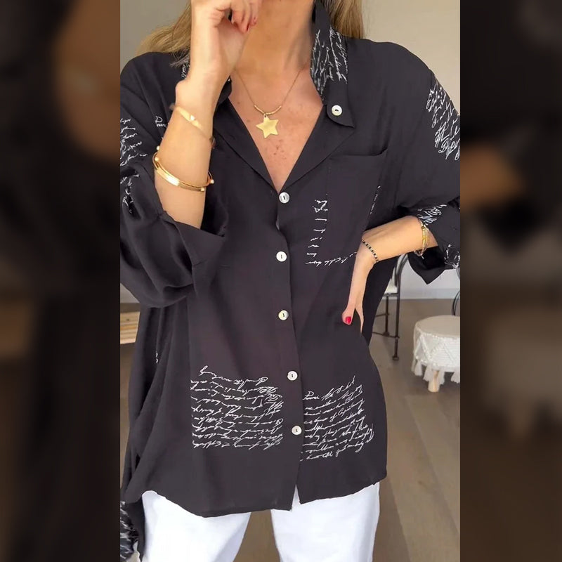 Letter Print Fashion Lapel Shirt