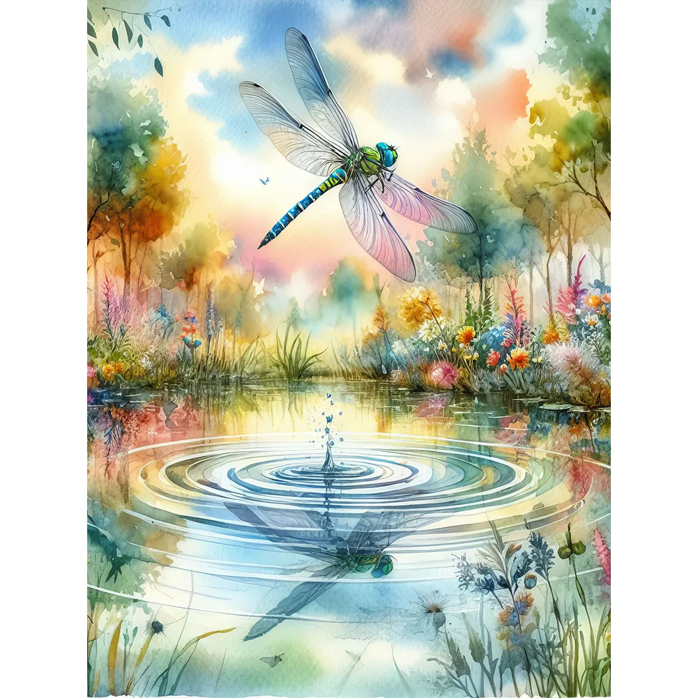 Full Round Diamond Painting - Romantic Dragonflyer(Canvas|30*40cm)