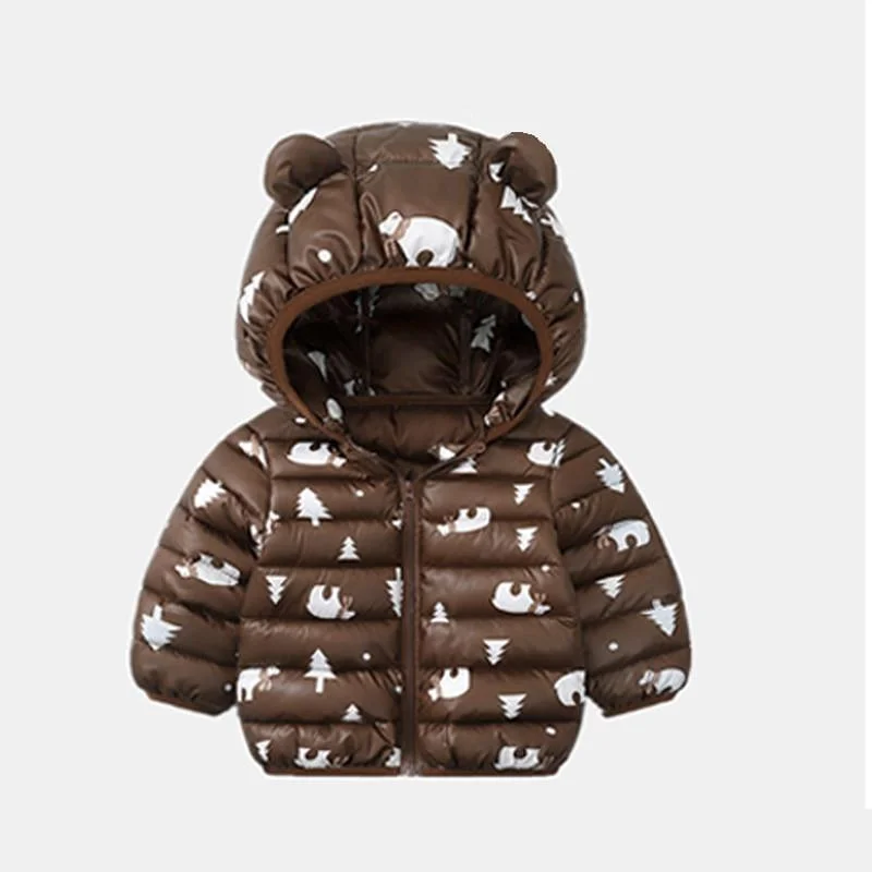 Baby Girls Hooded Down Jackets For Kids Coats Autumn Boys Cartoon Keeping Warm Outerwear Toddler Infant Casual Zipper Clothing