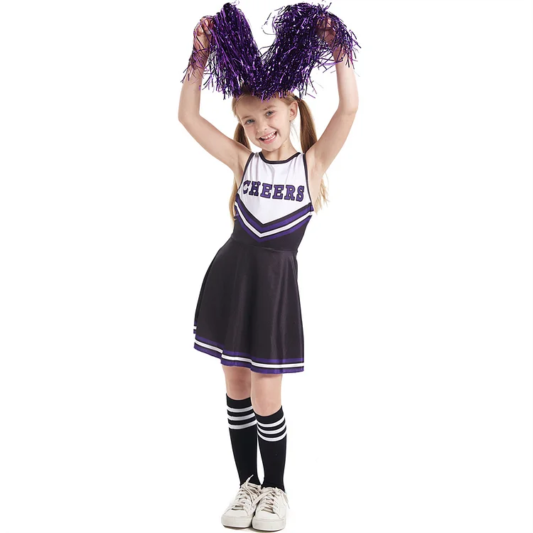 Kids Girls School Cheerleading Outfit Halloween Cheerleader Costume Fancy Dress Birthday Gift 3-9Years