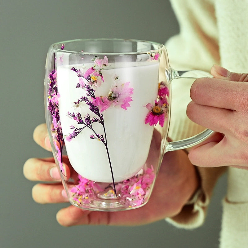 Casual Vacation Flower Borosilicate Glass Mug 1 Piece