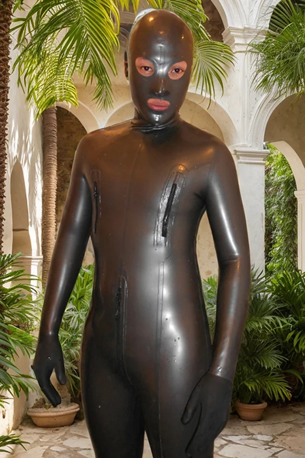 Man Latex Catsuits Men's Total Body T-Zip Latex Catsuit