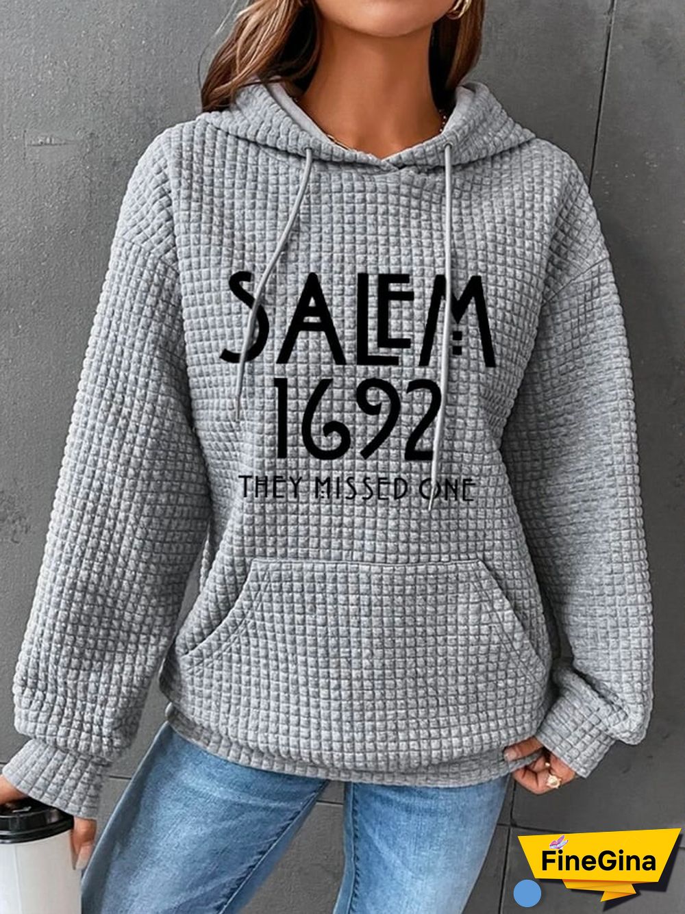 Women's 1692 They Missed One Salem Witch Print Waffle Hoodie