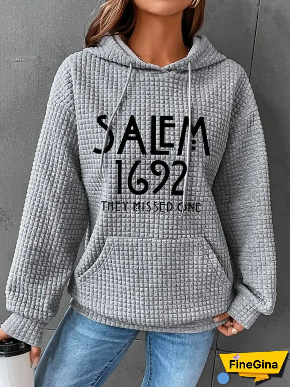 Women's 1692 They Missed One Salem Witch Print Waffle Hoodie