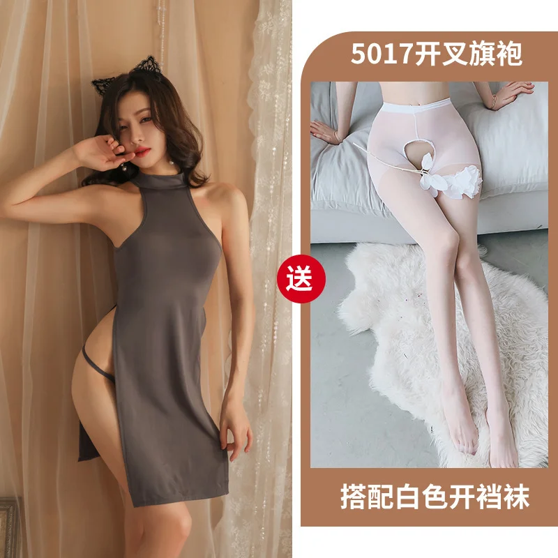 Uveng Night Swear Ti Ti's Tidi Tani Lingerie Pure Lingerie Passion Side High Open Fork Dress Uniform Seduction Ice Cheongsam