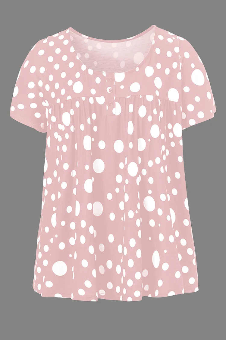 Plus Size Polka Dot Short Sleeve T Shirt FlyCurvy Flycurvy [product_label]