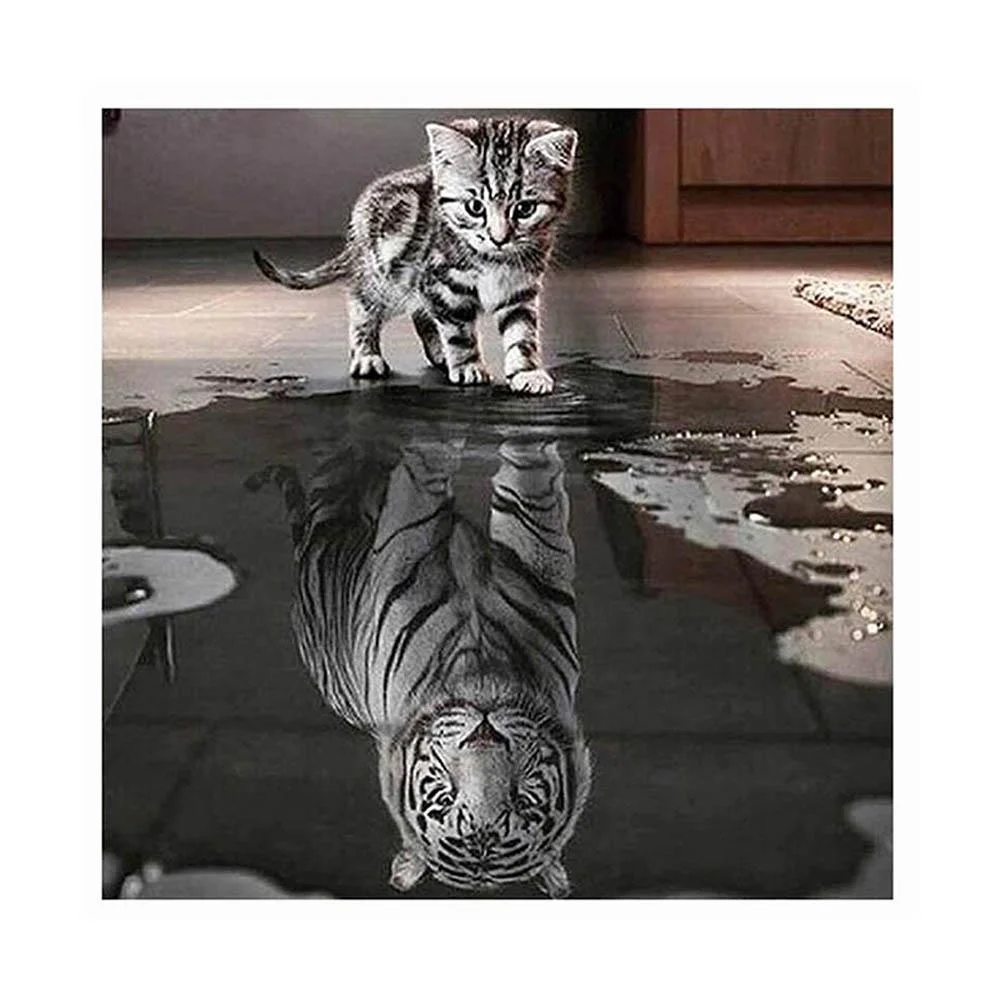 Diamond Painting - Partial Round Drill - Cat&Tiger(30*30cm)