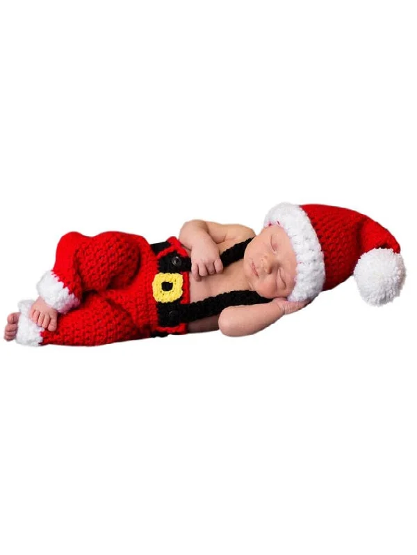 Newborn Baby Knitted Santa Outfit For Christmas-elleschic