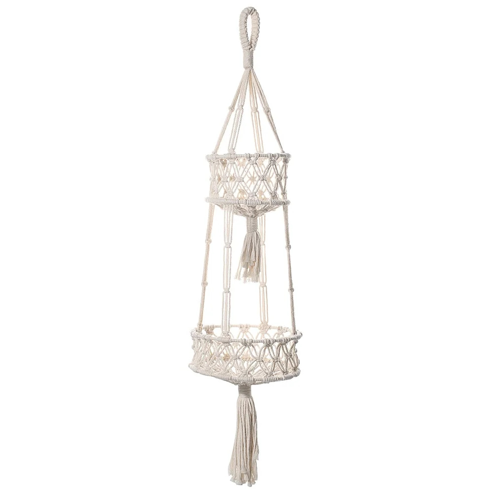 3 Tier Macrame Hanging Basket Boho Home Decor Flower Plant Holder Hanging Fruit Basket for Kitchen Indoor Outdoor Decorative