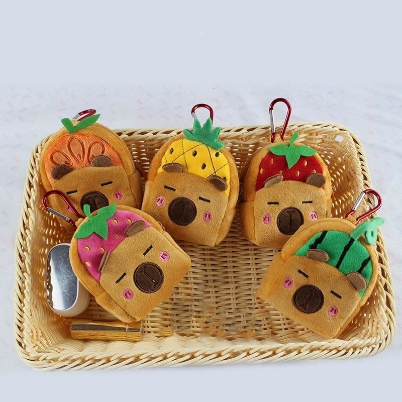 Kapibala Fruit Hat Coin Purse Cartoon Fruit Version Capybara Coin Purse Plush Small Backpack Bag Pendant