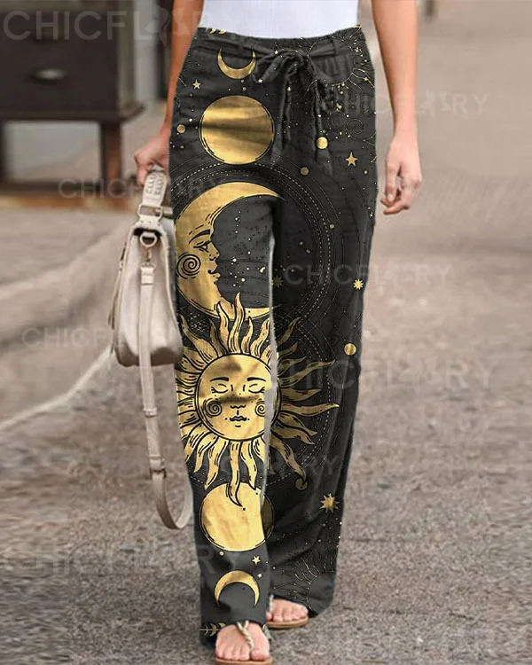 Women's Sun and Moon Loose Pants