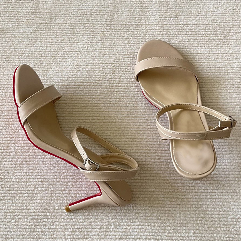 65mm Women's Sandals Red Bottom High Heels Open Toe Ankle Strap Shoes Sandals-MERUMOTE