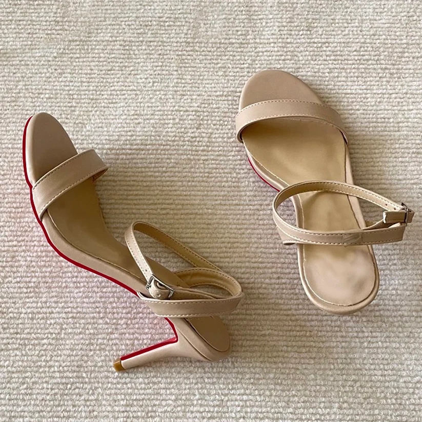 65mm Women's Sandals Red Bottom High Heels Open Toe Ankle Strap Shoes Sandals-MERUMOTE