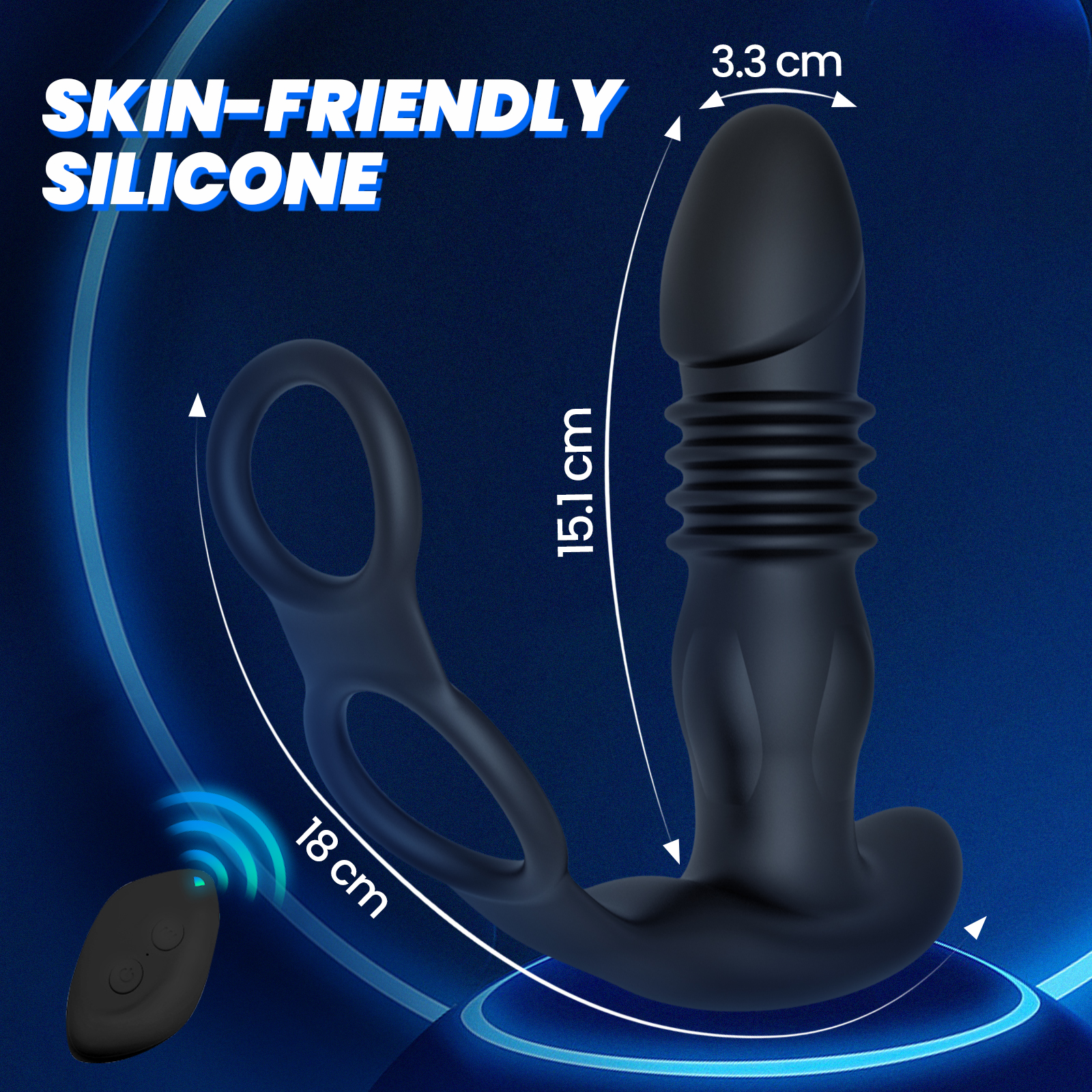 2-in-1 Prostate Vibrator with Retractable Feature and Double Rings for Enhanced Pleasure