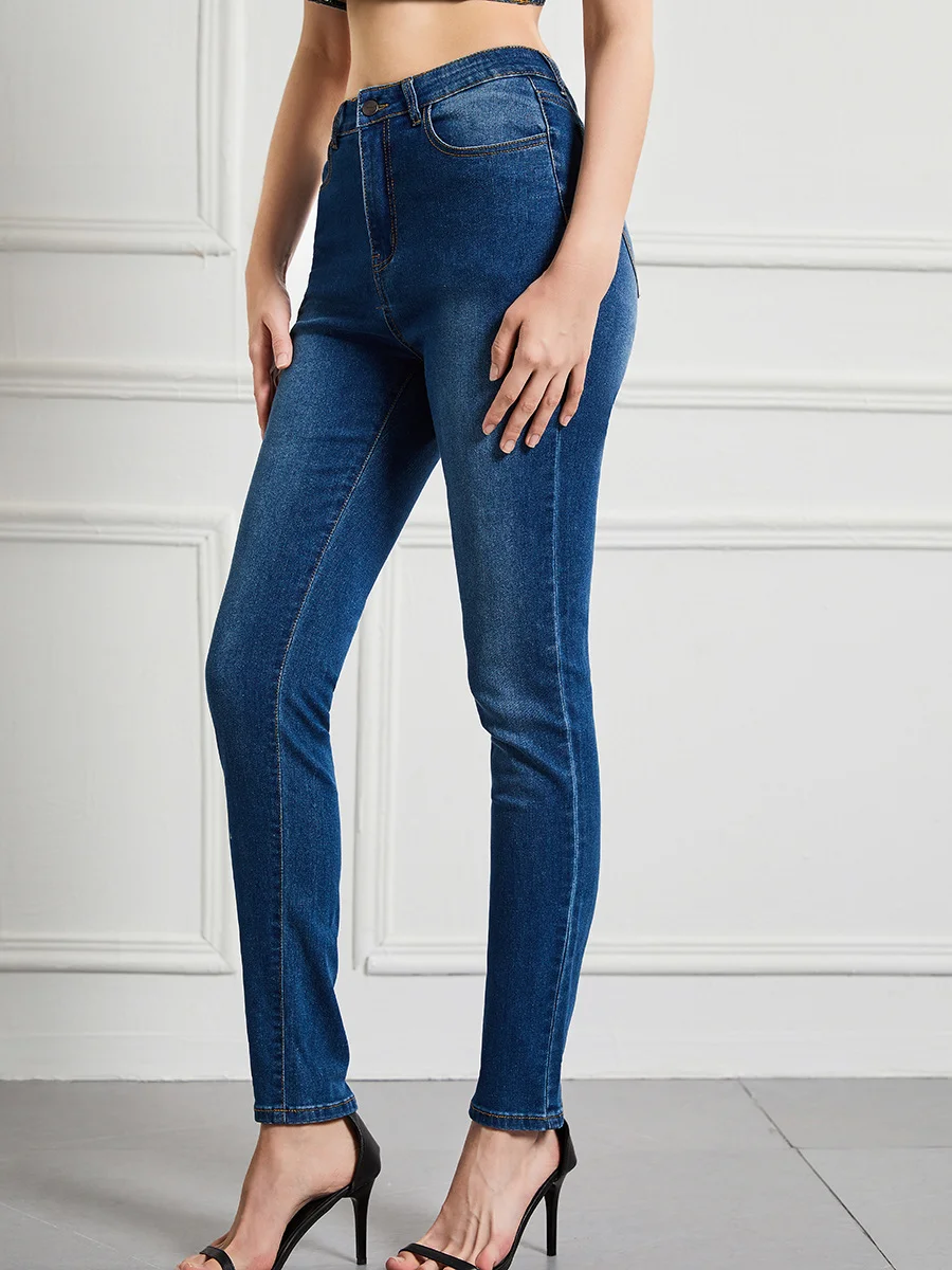 Women's High-waisted High-elastic Large-size Denim Jeans Pants