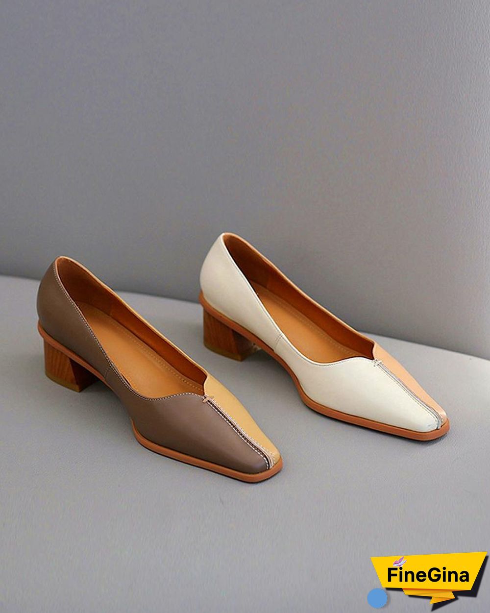 Square Toe Block Heel Loafers