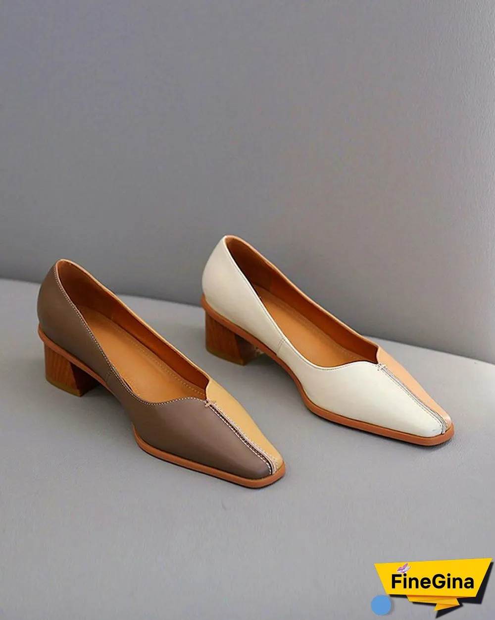 Square Toe Block Heel Loafers