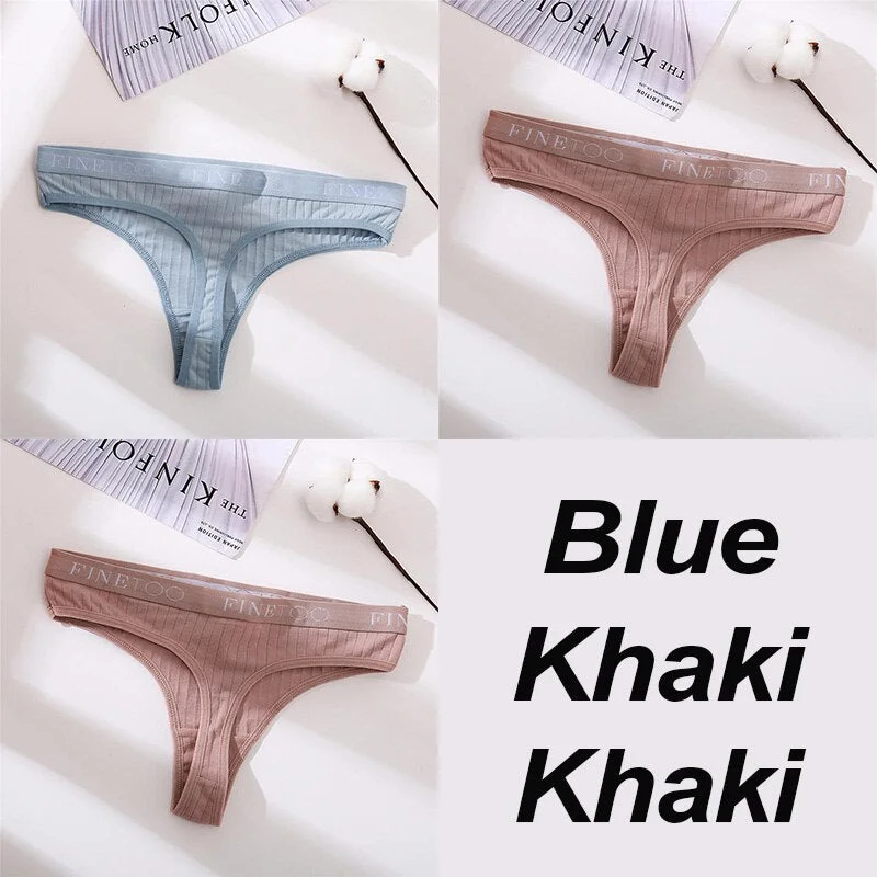 3PCS/Set Cotton Panties Female Underpants Sexy G-string Women Panties Underwear Solid Color Intimates Lingerie Thong Pantys