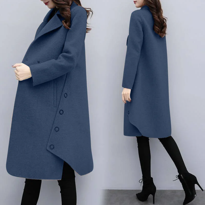Office Lady 2021 Fashion New Autumn And Winter Warm Women's Clothing Korean Loose Size Medium Long Woolen Jacket Tweed Coats