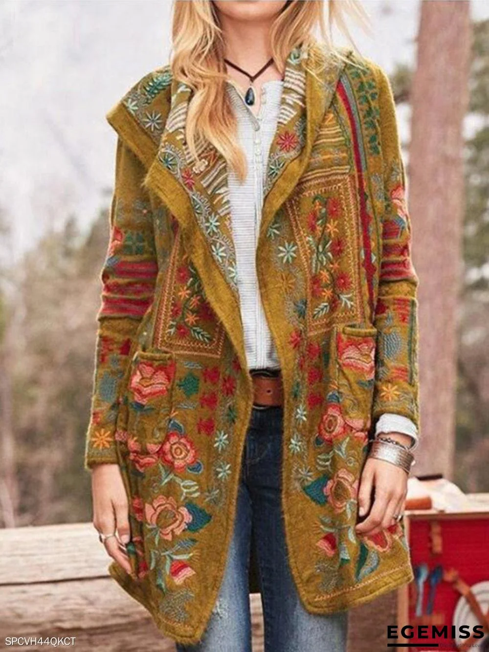 Autumn And Winter Print Casual Jacket | EGEMISS