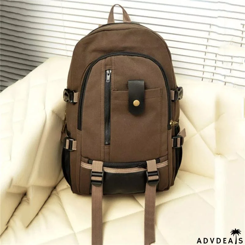Unisex Multi-Pocket Spacious Interior Canvas Traveling Top-Handled Backpack