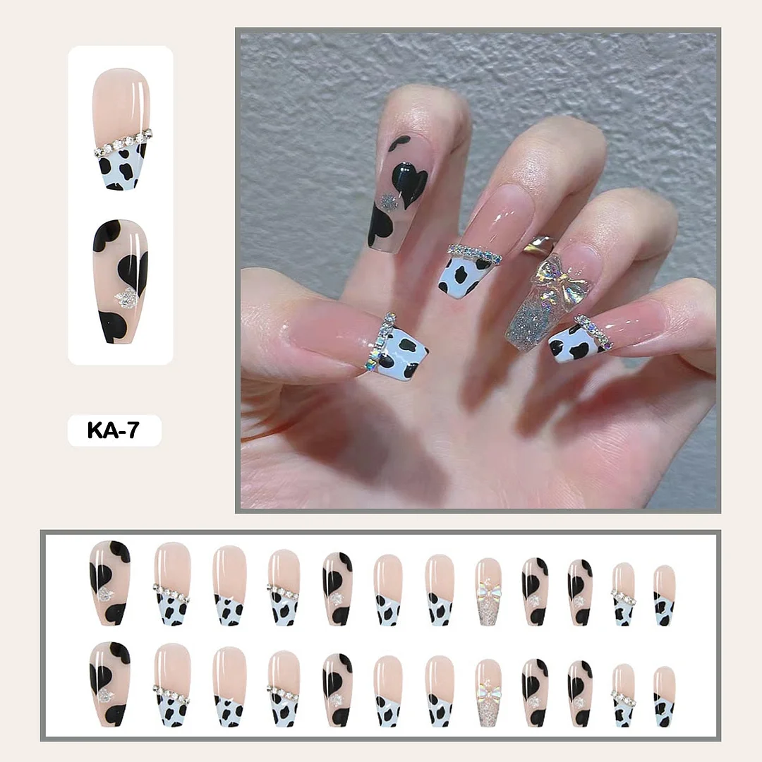 Butterfly Lovely Girl Nail Art Wearable Press On Fake Nails Tips With Glue And Sticker 24pcs/box With Wearing Tools As Gift-Nail Inspo