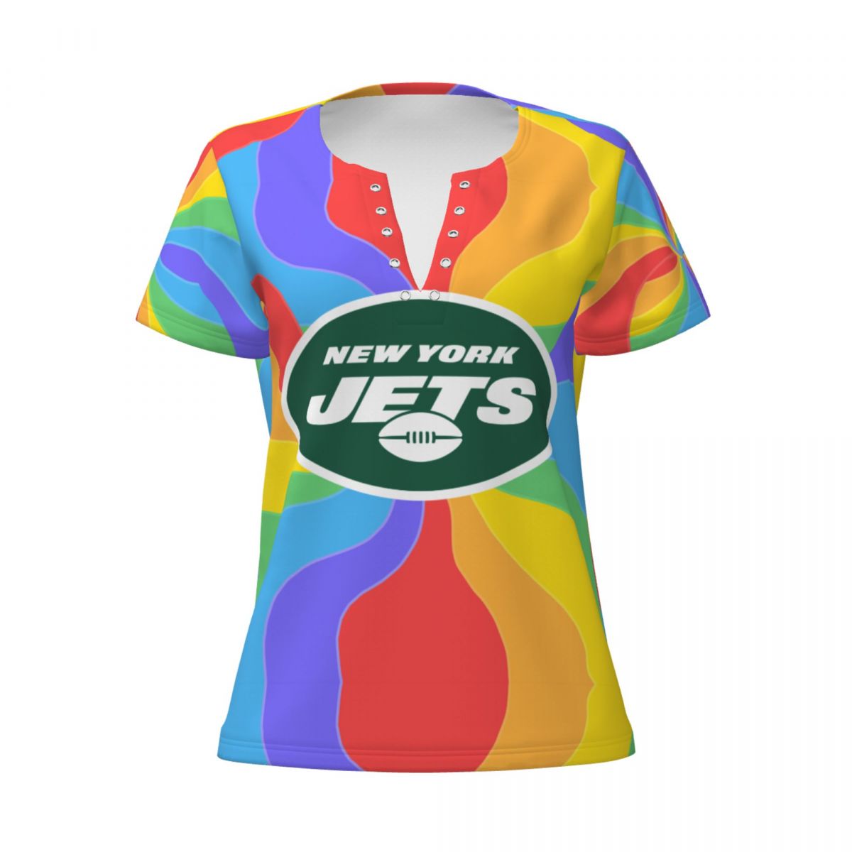 New York Jets Pride Womens Summer Sexy V Neck Tee