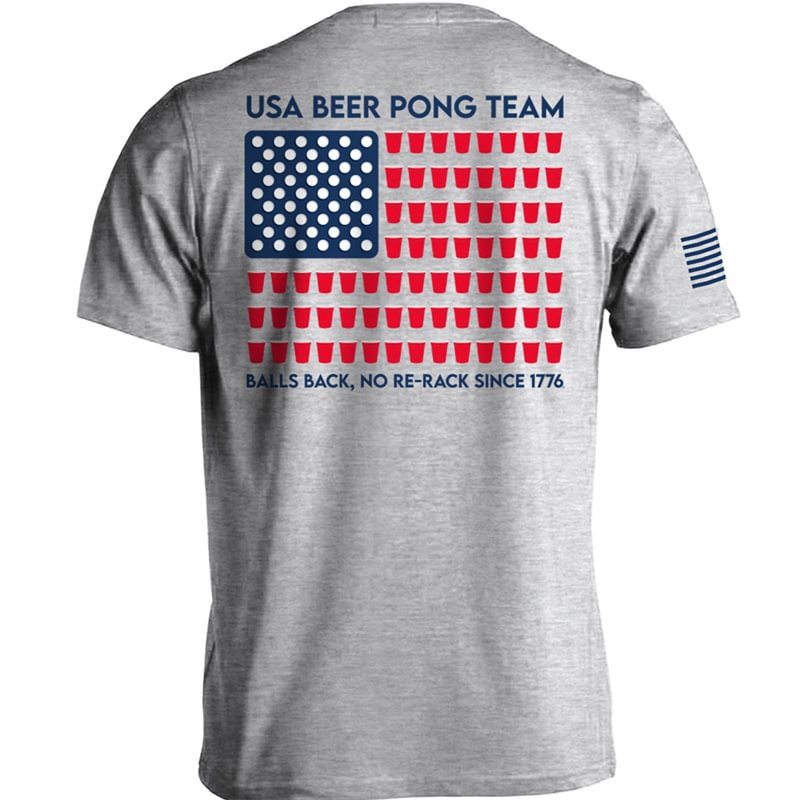 Men‘s Casual “USA Beer Pong Team”  Printed Short Sleeve T-Shirt