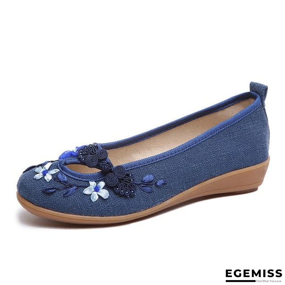 3D Flowers Women Linen Slip On Ballet Flats Breathable Fabric Shoes | EGEMISS