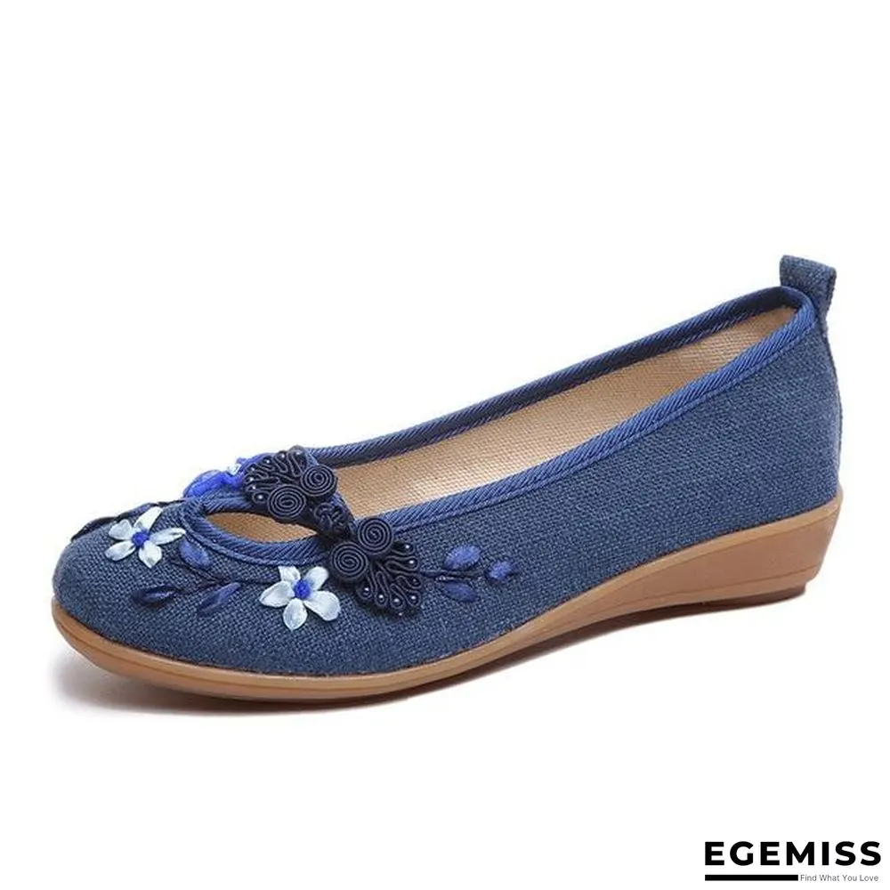 3D Flowers Women Linen Slip On Ballet Flats Breathable Fabric Shoes | EGEMISS
