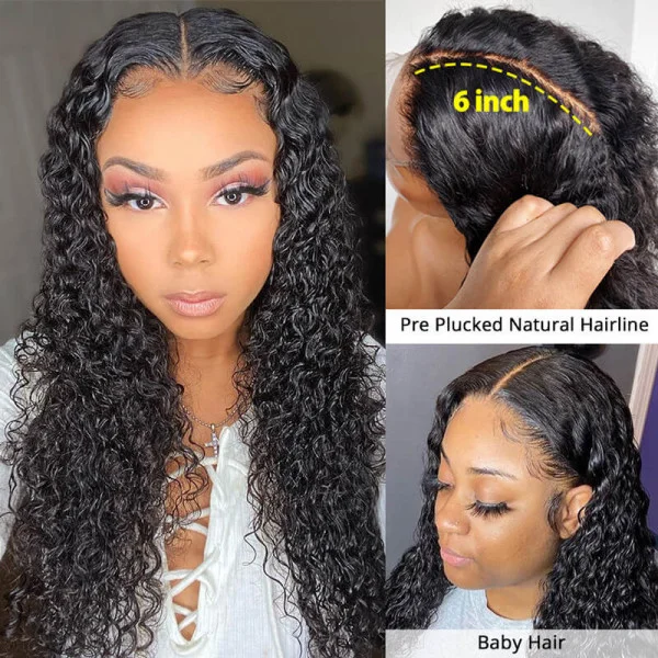 Deep Curly HD Lace Closure Wigs 200 Density 6x6 Lace Closure Wigs
